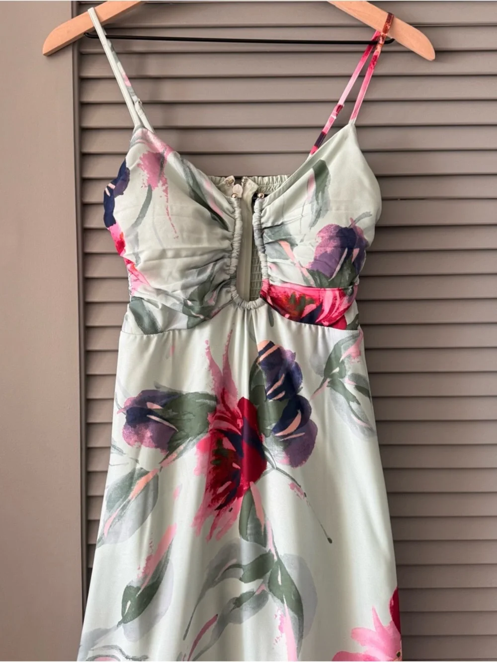 Abercrombie & Fitch Bra-Free Hardware Maxi Dress Mint Green Floral NWT